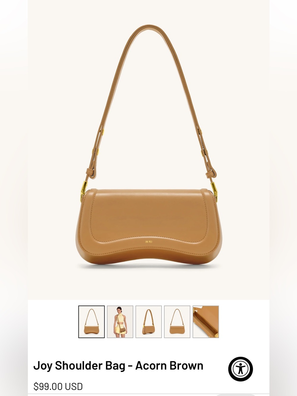 JW PEI Leather Shoulder Bag in Cognac Brown
